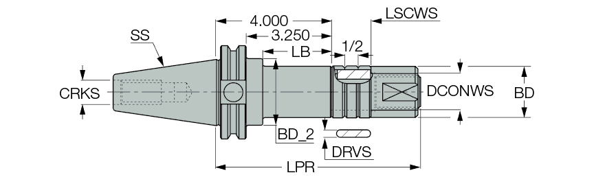 CAT40 STUB 1-1/2X4.000